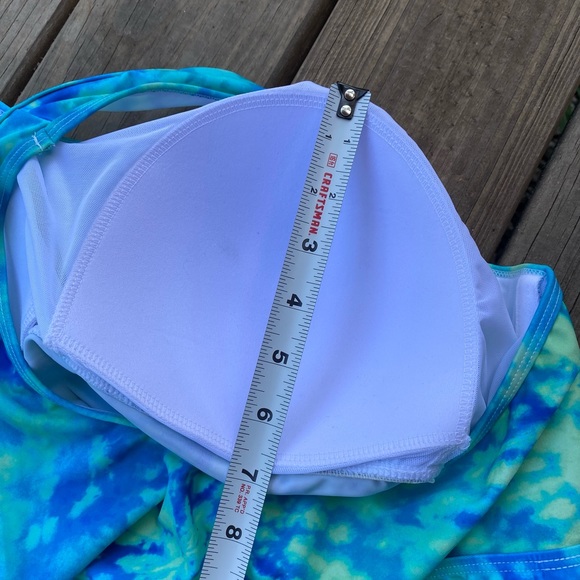 Torrid active blue and green tie dye swimsuit top - Picture 11 of 11